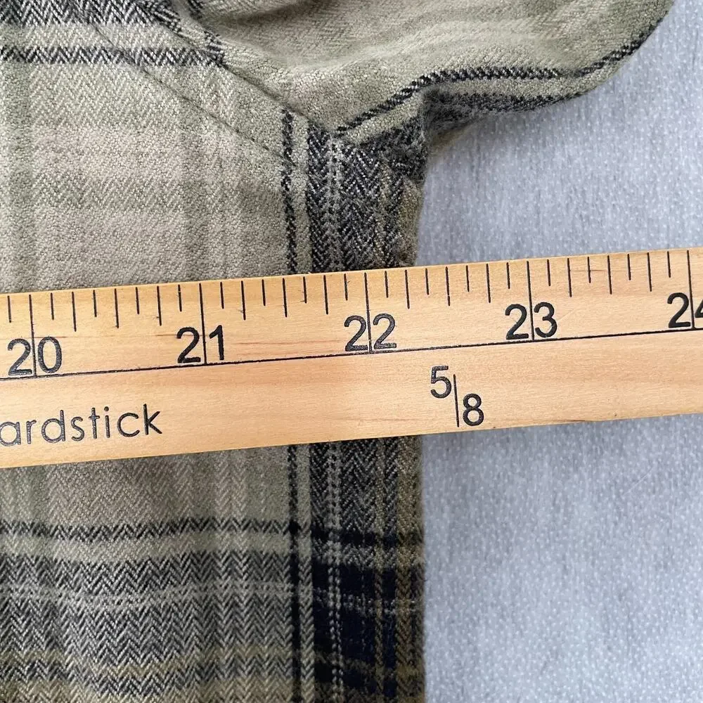 True Religion Shirt Adult Large Brown Flannel Long Sleeve Triple Needle Mens L